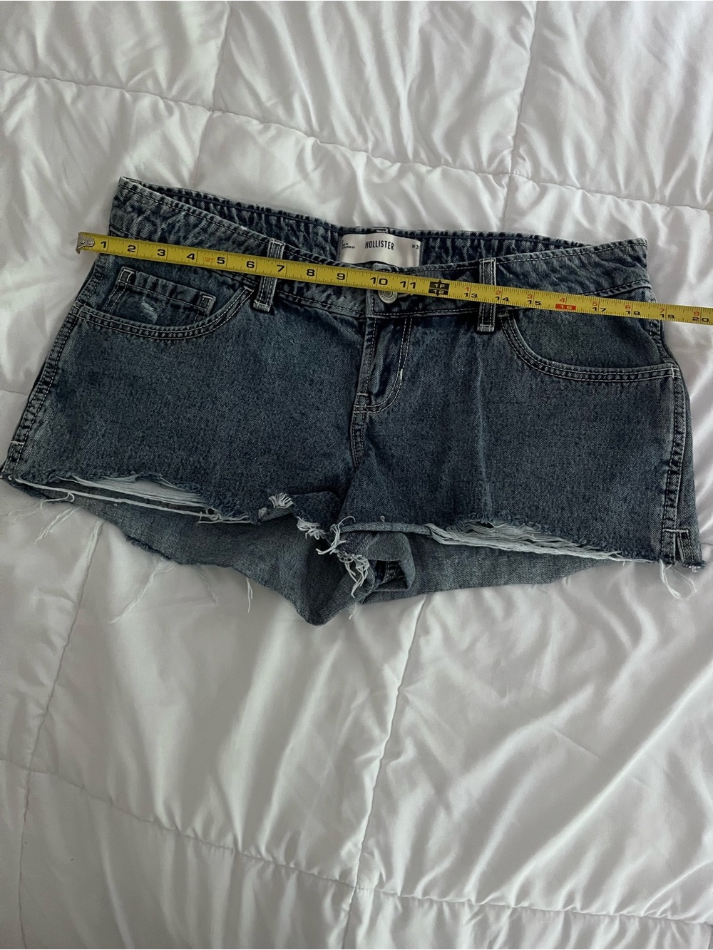 Hollister Dark Blue Distressed Denim Cutoff Shorts